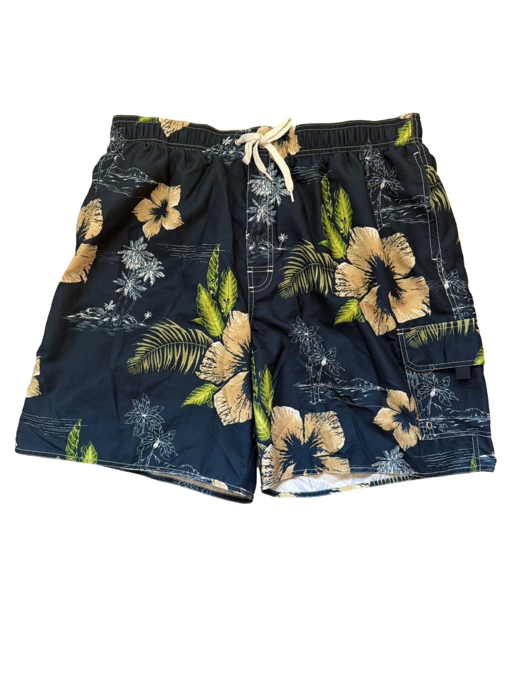 Croft & Barrow Tropical Floral Swim Trunks Navy XXL